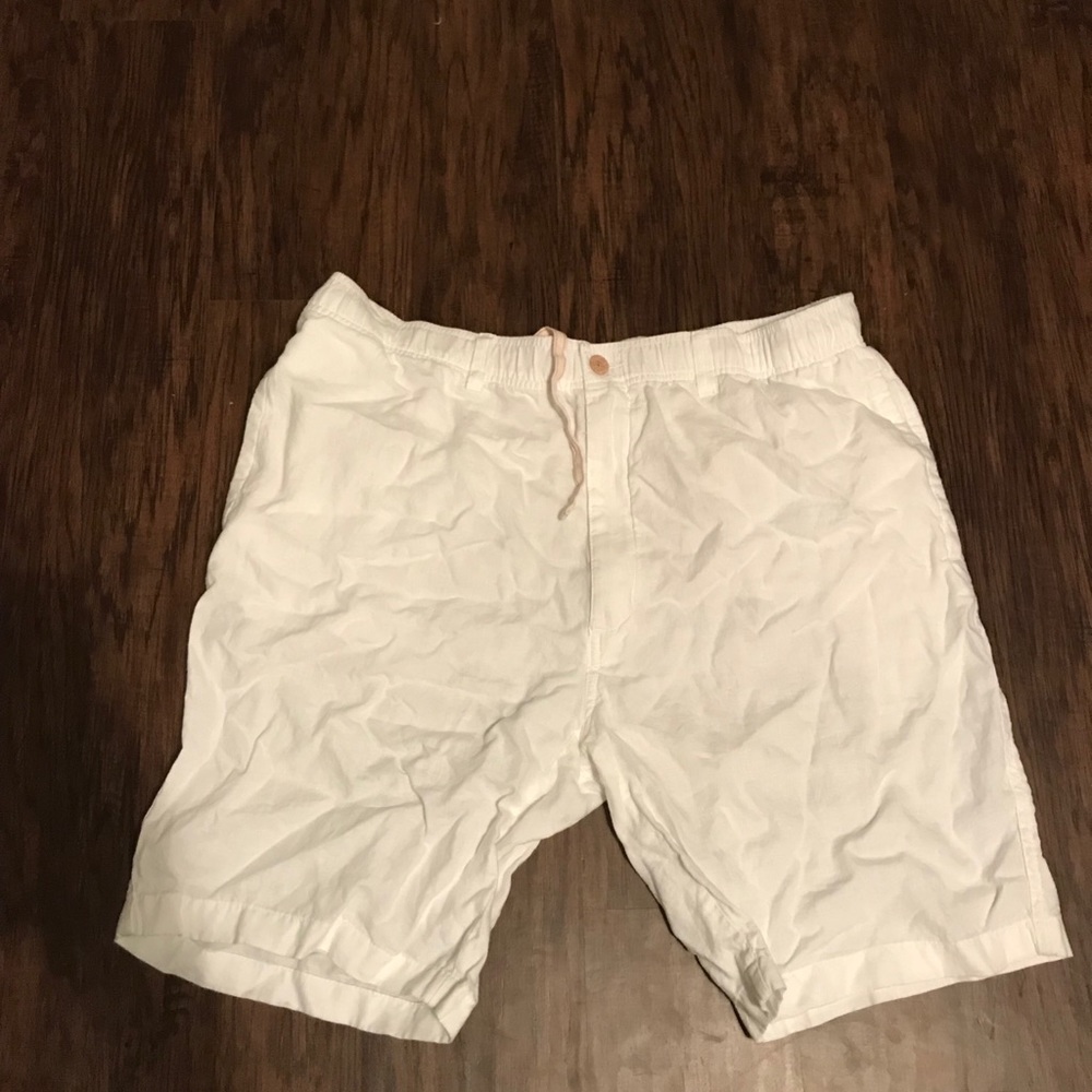 White linen shorts